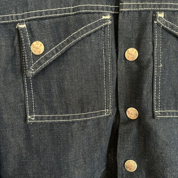 Billy The Kid Vintage Blue Denim Snap Button Logo Western Jacket- Youth Large - Picture 4 of 7